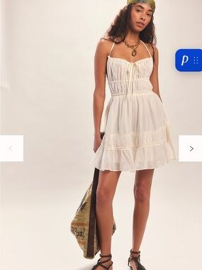 Free People Taking Sides Mini Dress in ivory